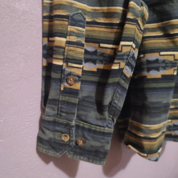 VTG WOOLRICH MEN'S SOUTHWEST PRINT 100% COTTON FLANNEL LS BUTTON DOWN SHIRT XL - Picture 7 of 9
